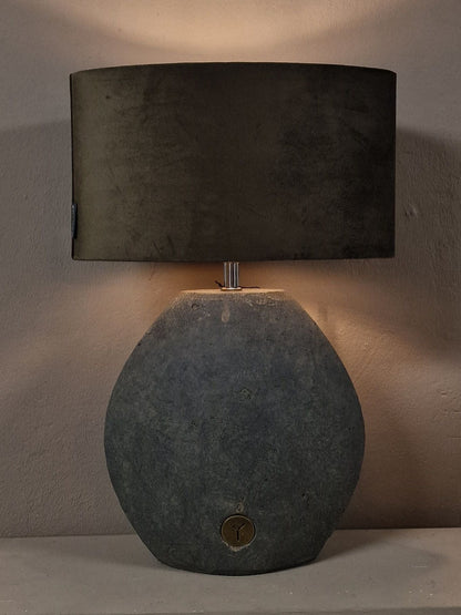 Brynxz lamp Moon Maj. Vintage M 25 x 12 x 36 + Lampshade oval velvet brown 30x14x17 (kopie)