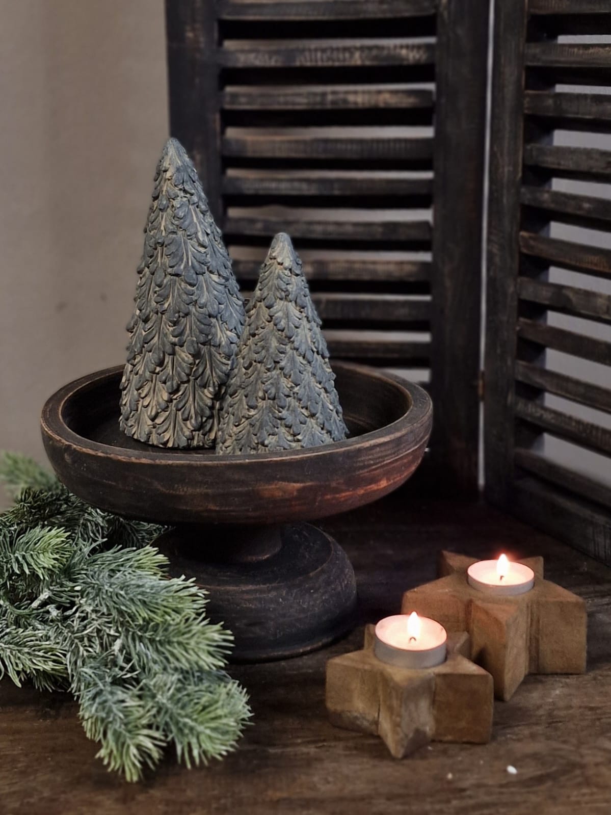 BRYNXZ X-Tree met bladeren Majestueus Vintage - Grijs    D.11-9 H.21-16