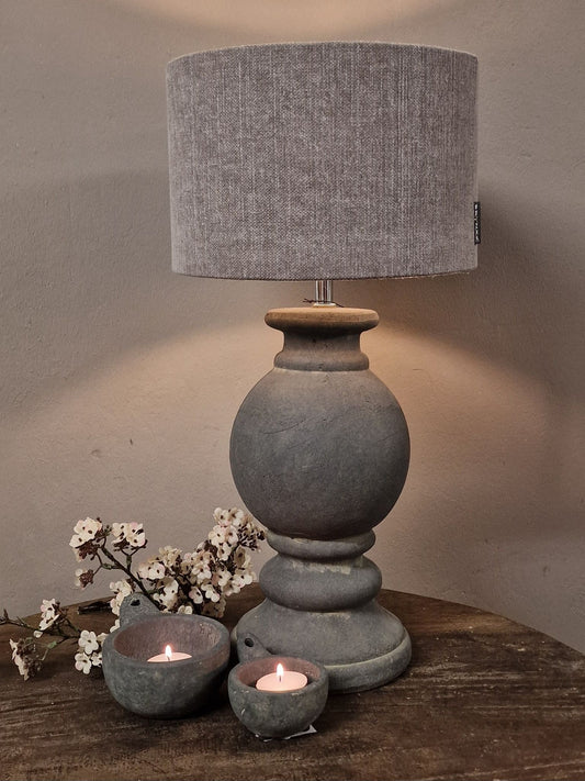 Brynxz Lamp Table Boost Maj. vintage D.16 H.40/ Lampshade cylinder stone D.25 H.26