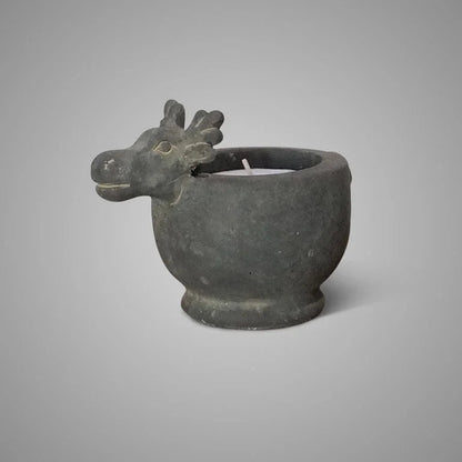 BRYNXZ theelicht kopje Reindeer Majestueus Vintage Large - Grijs     D.15 H.11