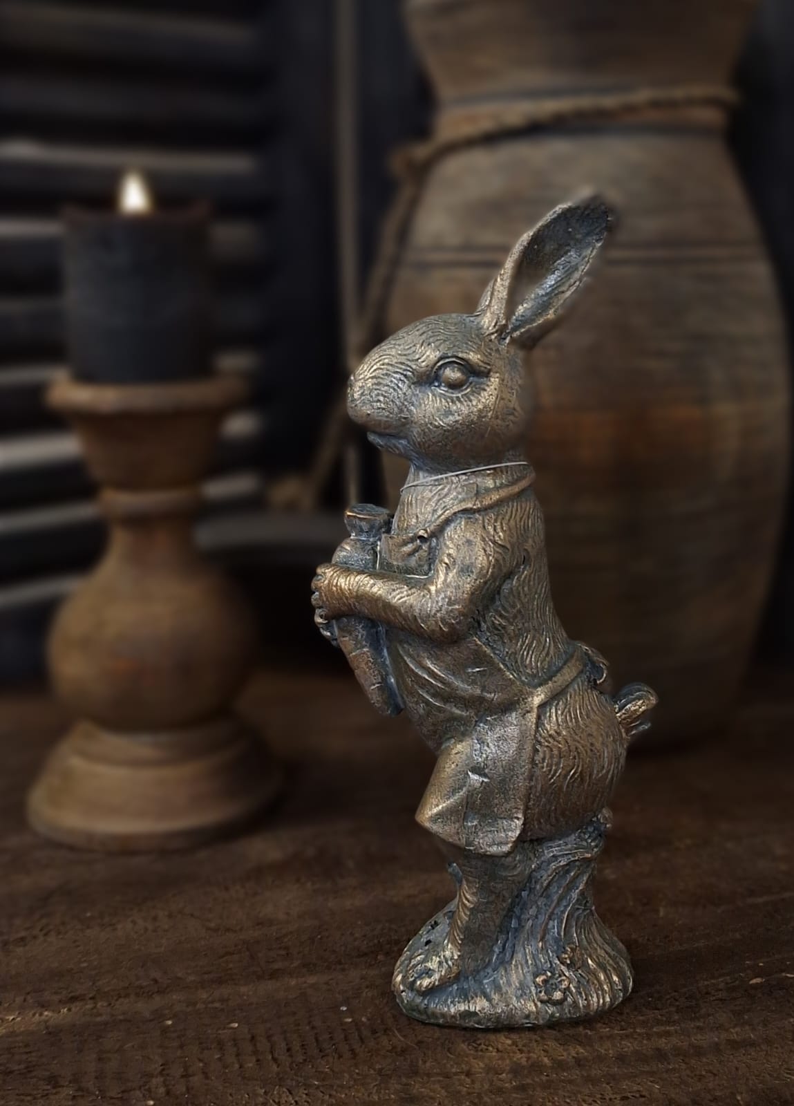 Paashaas 21x6 cm.- Brons/ grijs