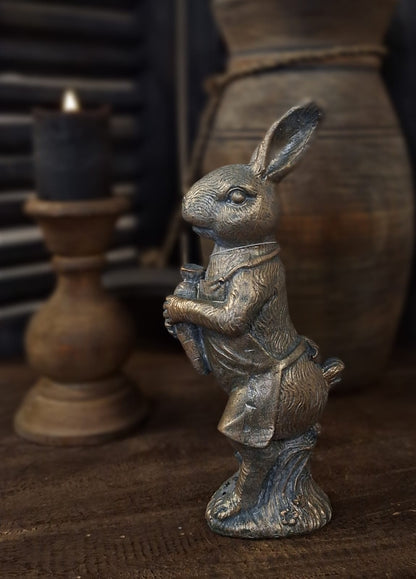 Paashaas 21x6 cm.- Brons/ grijs