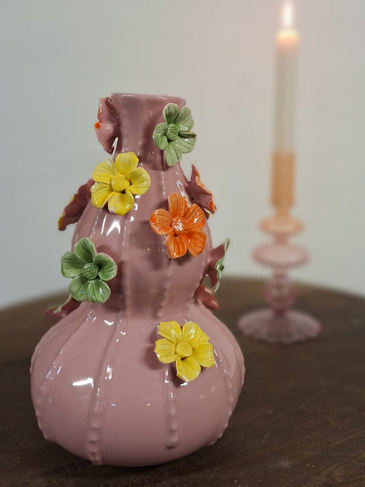 Flower pink vase bubbles 17x26