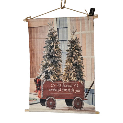 Kerst Wanddoek met led verlichting Wonderful Time - 60x45