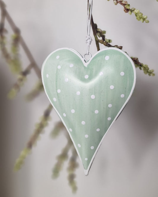 Metalen hart dots 9.5x13 - Groen