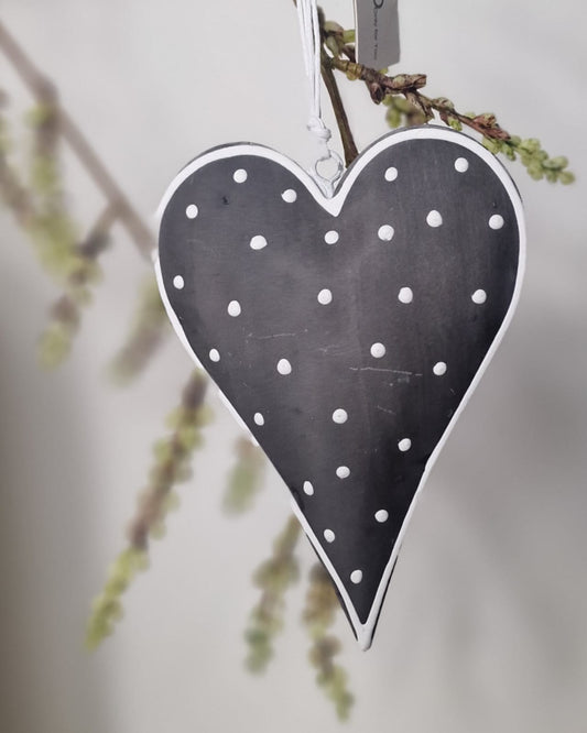 Metalen hart dots 9.5x13 - Antraciet